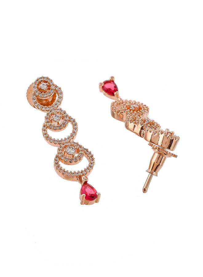 Cz Elegance Rose Plated Necklace Set : 8905124477818