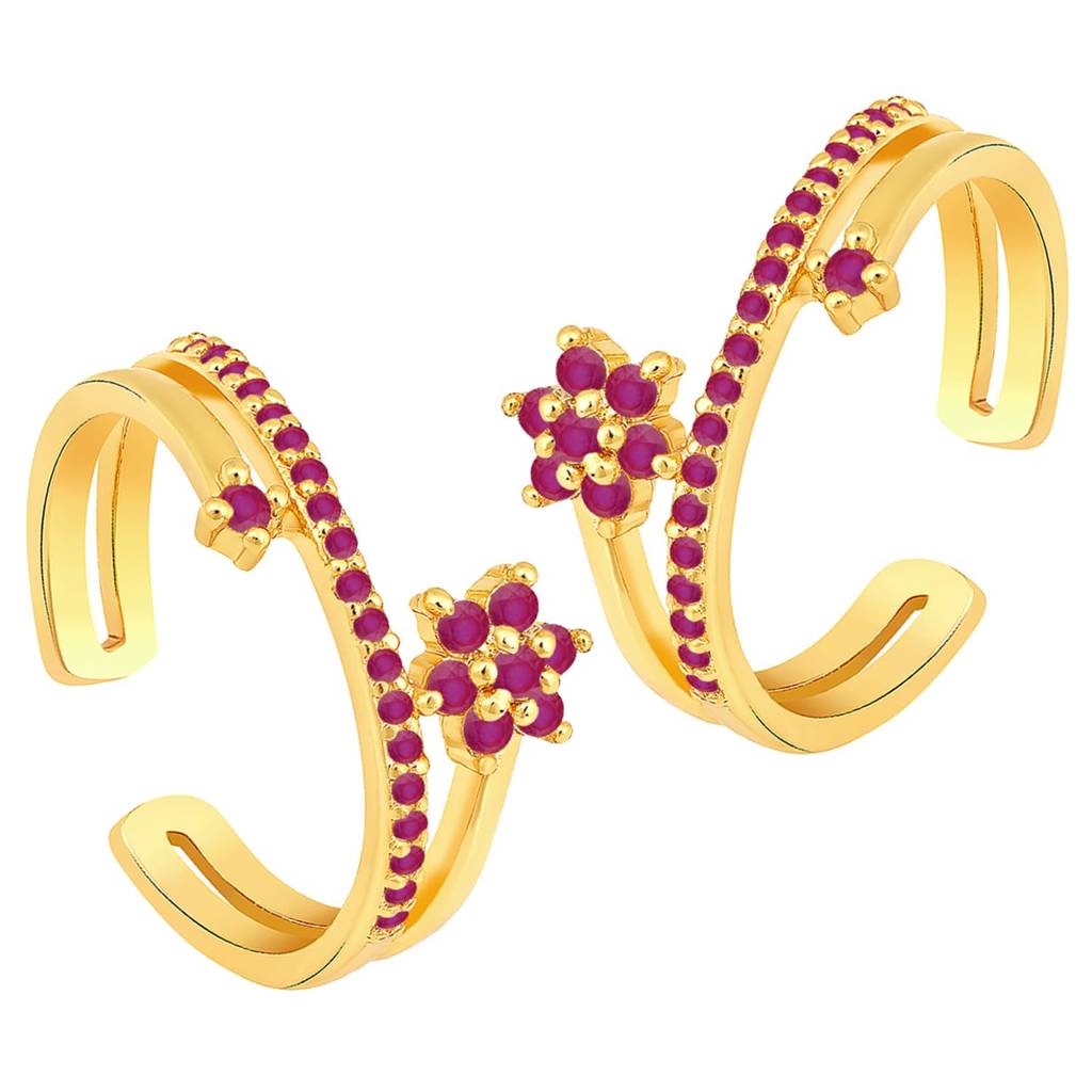 Cubic Zirconia Studded Fancy Toe Ring Adjustable Bichiya Stylish Fashion Jewellery Gift For Women-Pf30Tr34 : PF30TR34RP