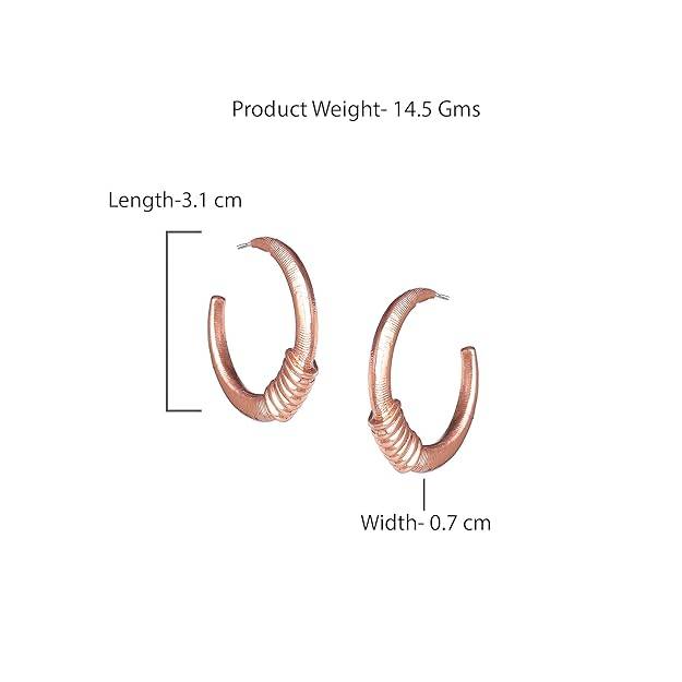 Rosegold Plated Versatile And Timeless Sophisticated Half Hoop Earrings For Girls : 206702-RGER