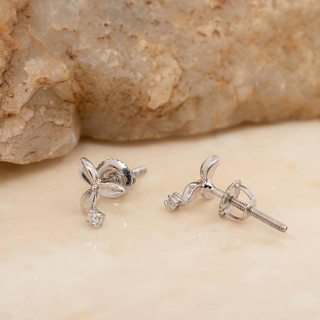 925 Silver Flower Stud Earrings | Dainty Floral Jewelry Gift : SE_000817