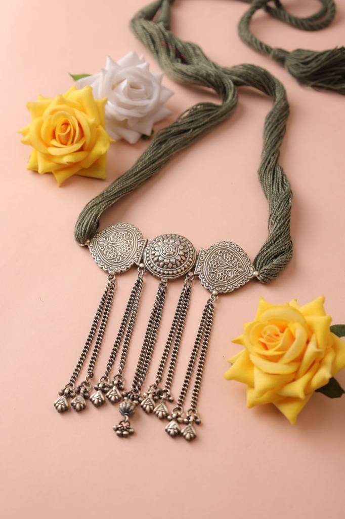 Tattva Tribal Motif Intricate Statement Dori Necklace : SN3003-1