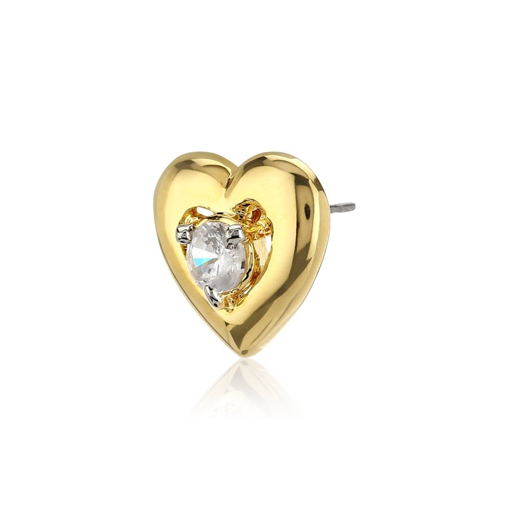 Estele Gold Plated Cz Heart Designer Stud Earrings For Women : AD-062703ER
