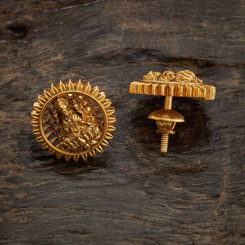 Kushal'S Fashion Jewellery Gold Oxidised Gold-Plated Ethnic 92.5 Pure Silver Temple Studs-172549 : 412740