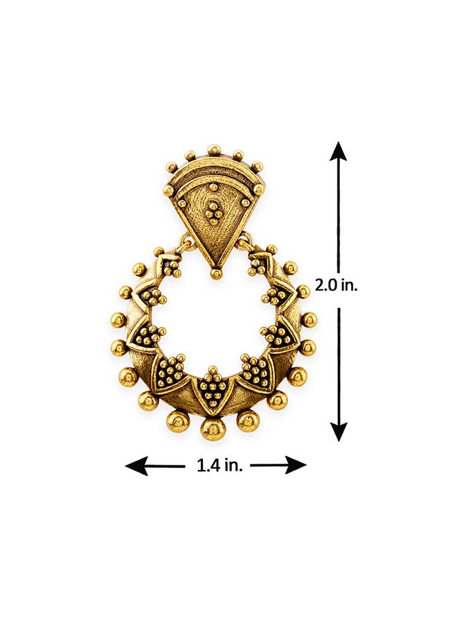 Rava Ball Oxidized Gold Plated Hoop Style Earrings : 8905124135466