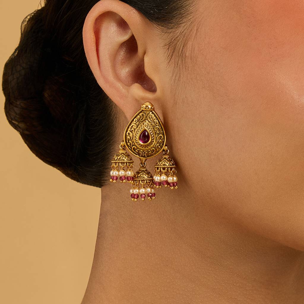 Kushal'S Fashion Jewellery Dome Shaped Jhumkas Earrings-181621 : 434079