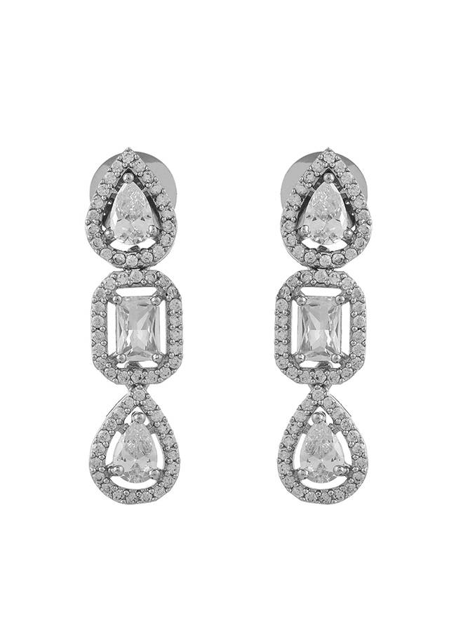 Sparkling Elegance Geometric Elegance American Diamond Necklace Set : 8905124527292