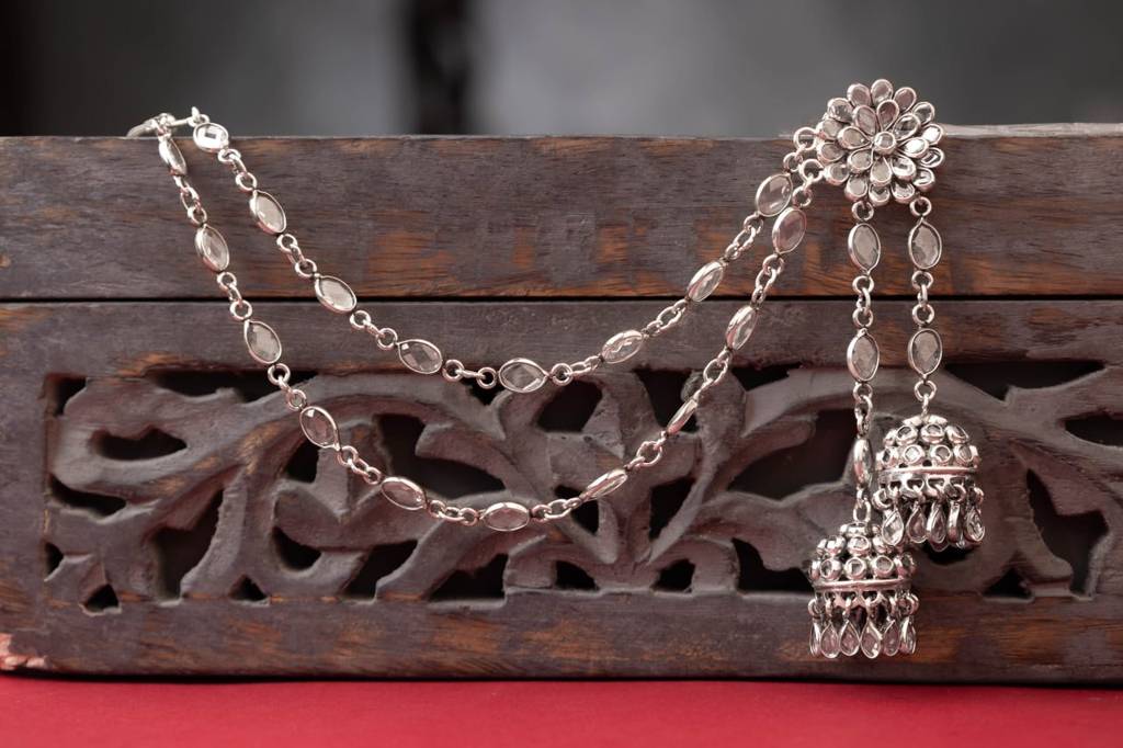 Essence Scintillating Dual Jhumki Earchain Statement Earring : SE410122