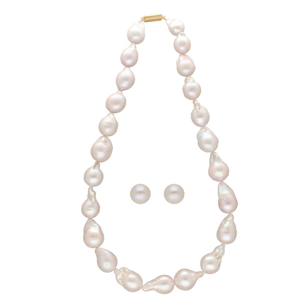 Sri Jagdamba Pearls Ehani 1 Line Baroque Pearl Necklaces : JPNOV-23-068