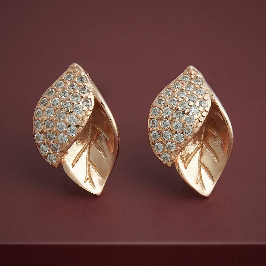 Kushal'S Fashion Jewellery White Rose Gold-Plated Party Zircon