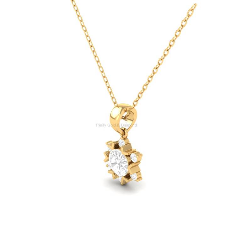 1.0Ct Starburst Moissanite Pendant In 14Kt Gold Over Sterling Silver : TGDP-31