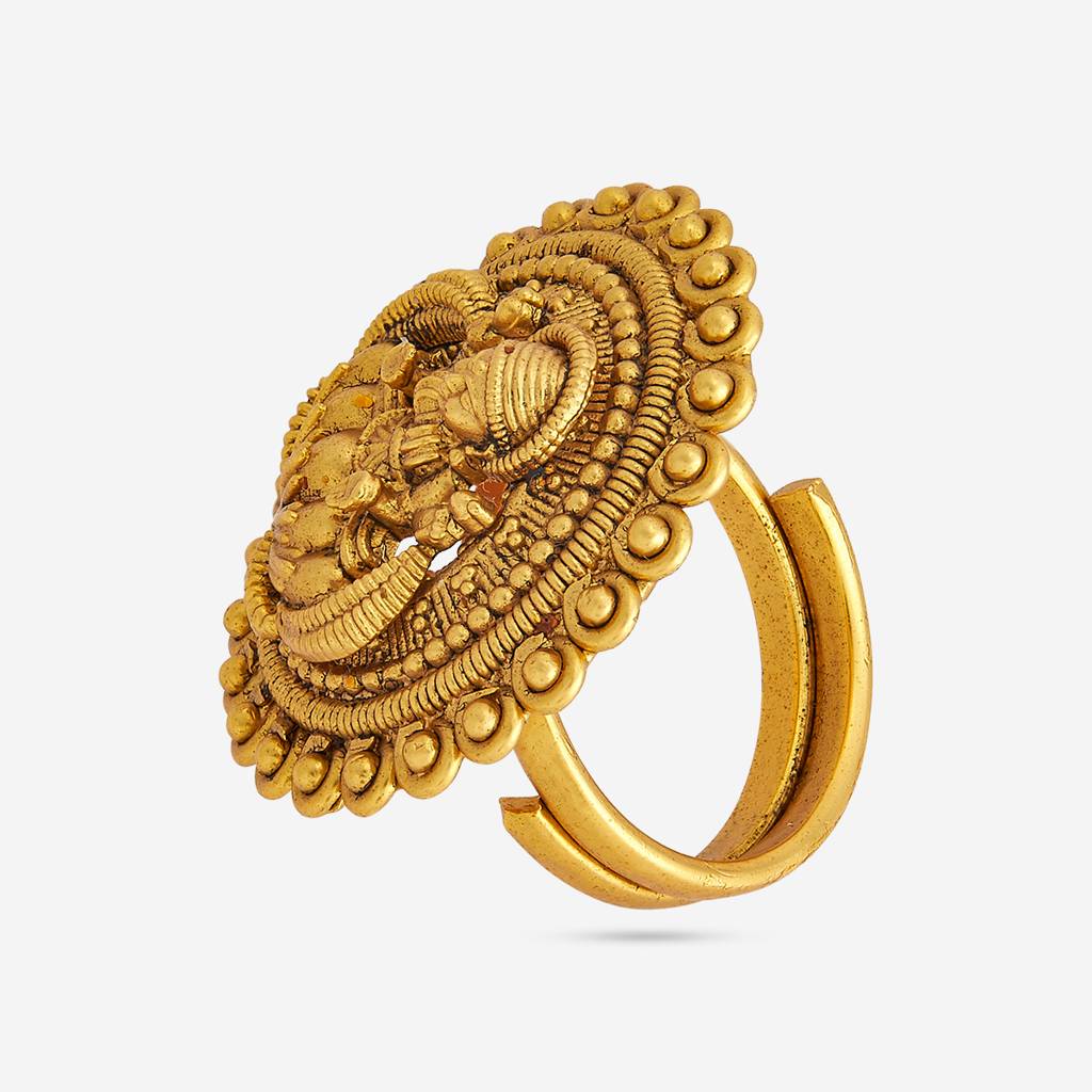 Gold Gold-Plated Ethnic Antique Finger Ring-447883 : 447883