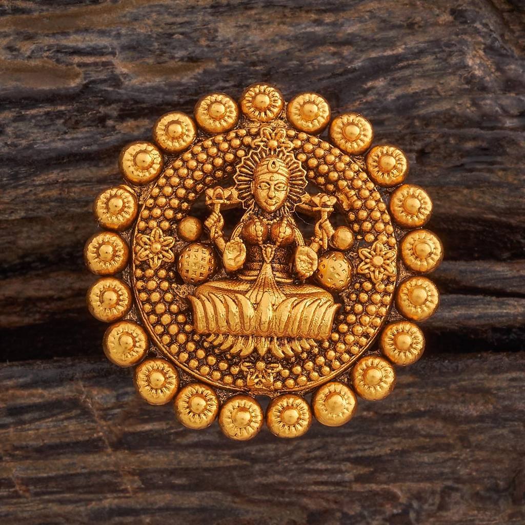 Kushal'S Fashion Jewellery Gold-Plated Goddess Antique Adjustable Finger Ring : 429863