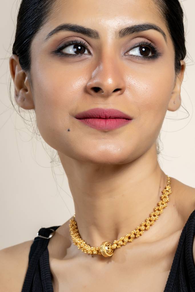 Gold Plated Designer Focal Bead Choker Necklace - Copper Jewelry For All Occasions : LAANP99