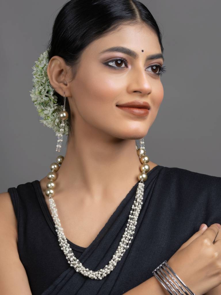 Shell Pearl Chain Necklace Set : LAANP178