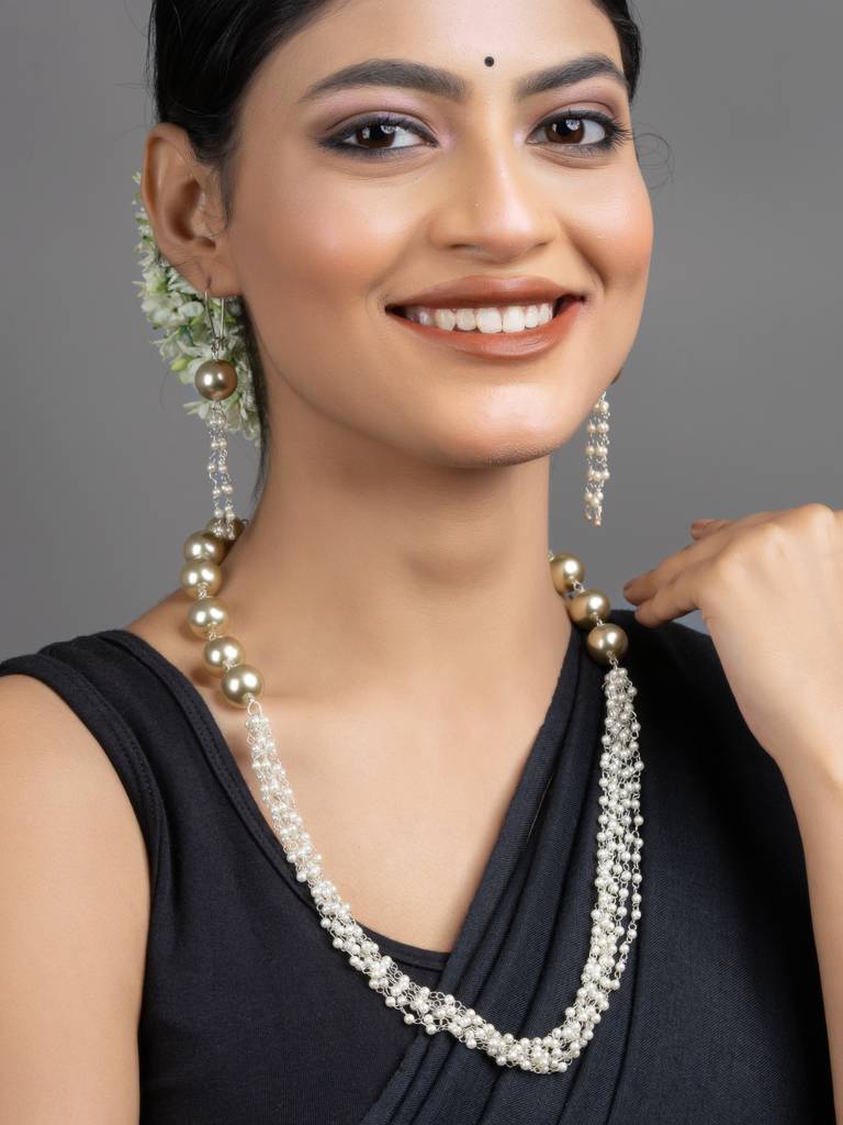 Shell Pearl Chain Necklace Set : LAANP178