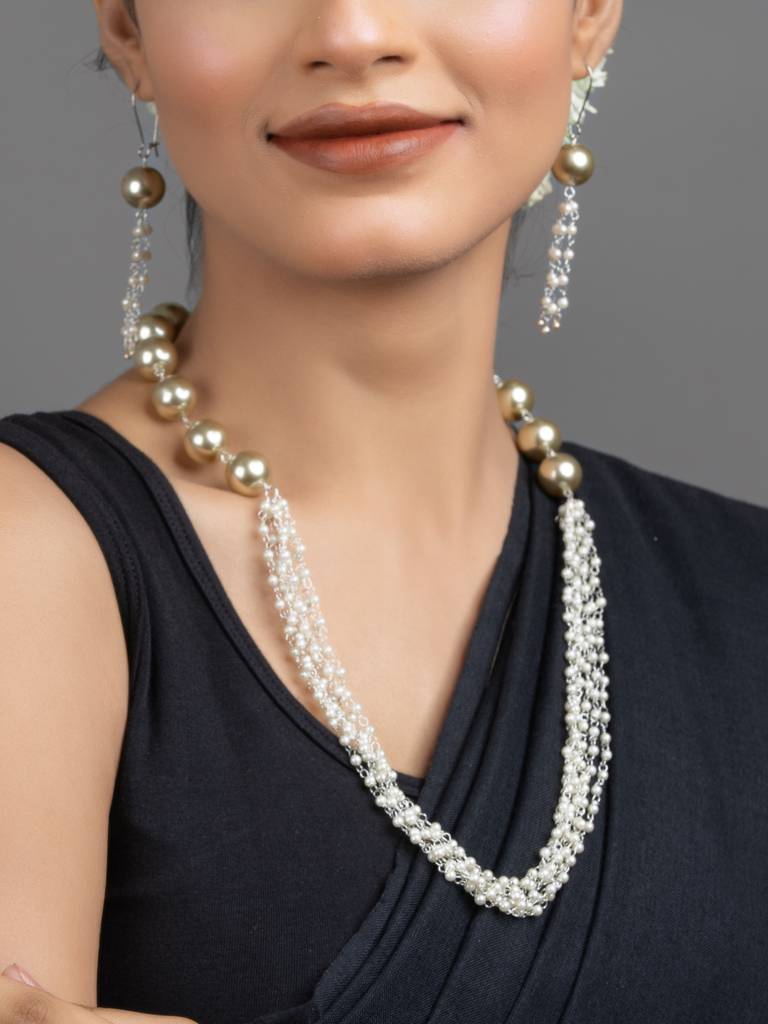 Shell Pearl Chain Necklace Set : LAANP178