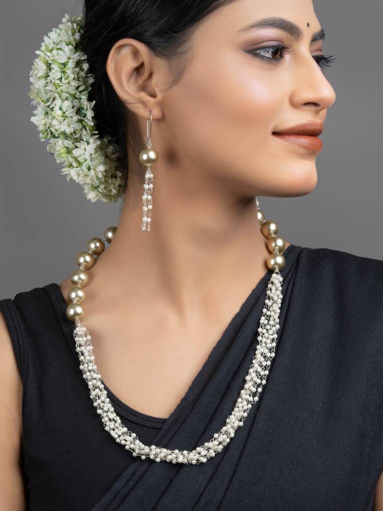 Shell Pearl Chain Necklace Set : LAANP178