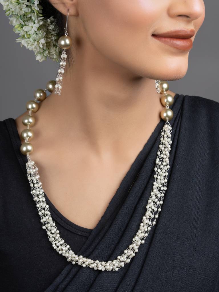 Shell Pearl Chain Necklace Set : LAANP178