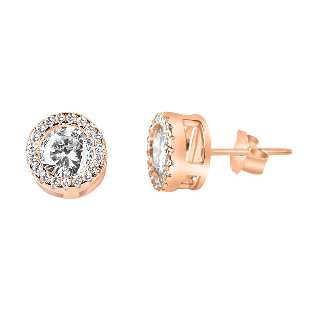 925 Silver Rose Gold Round Shape Traditional Studs |Floral Cute Studs : TWP1039