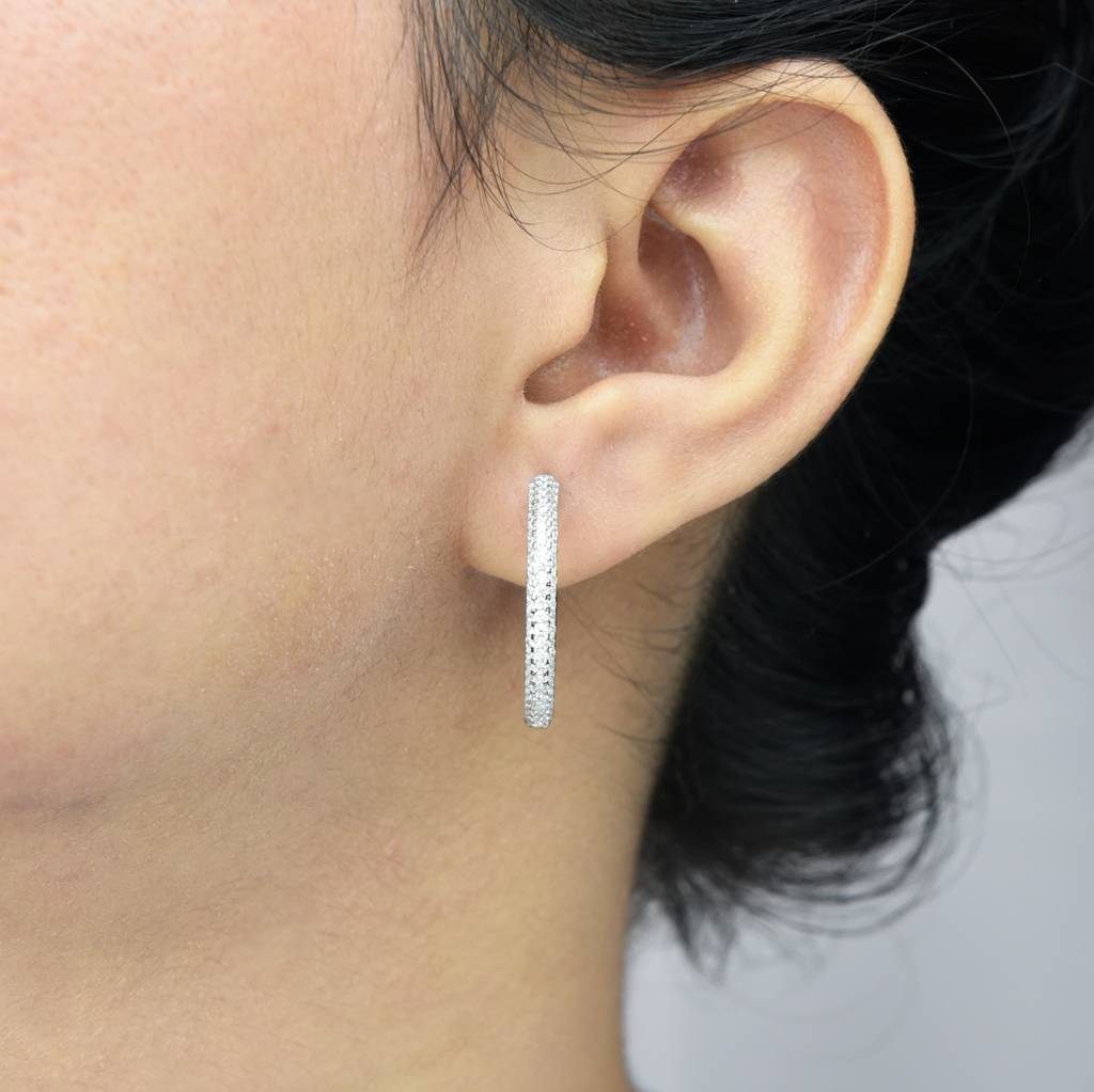 925 Pure Silver Hoop Earrings (Bali) | Round Hoops Silver Earrings : TWP1103