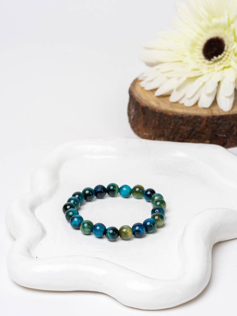 Teal Blue Tiger Eye Bracelet : LAABL105-65-S