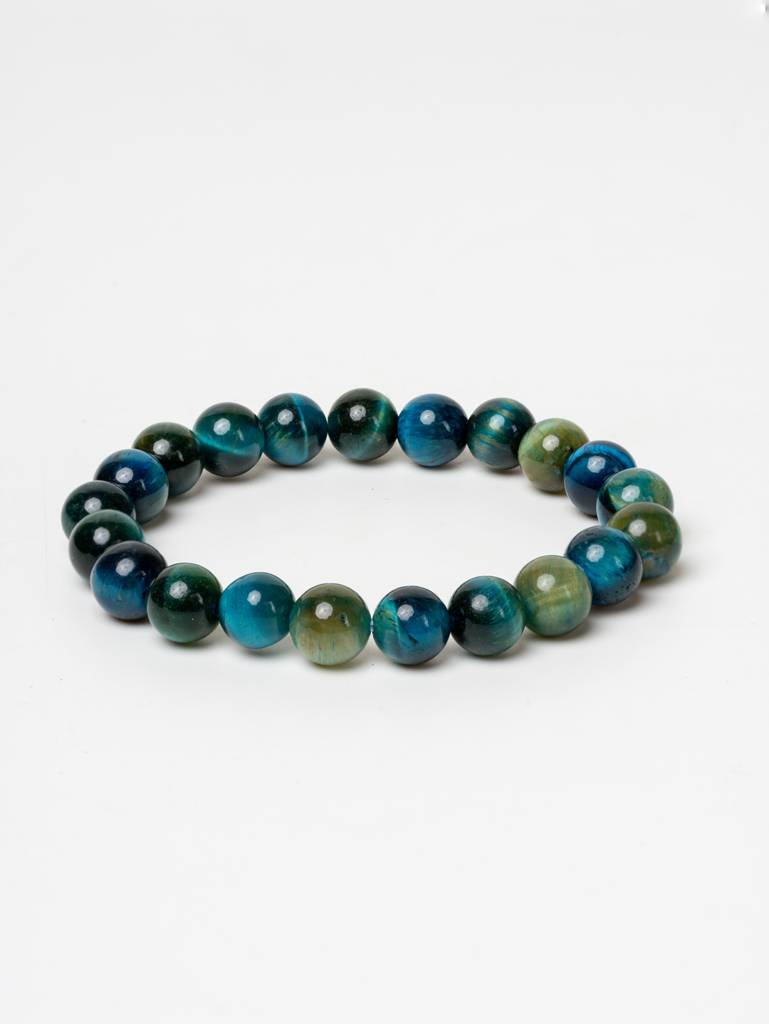 Teal Blue Tiger Eye Bracelet : LAABL105-65-S