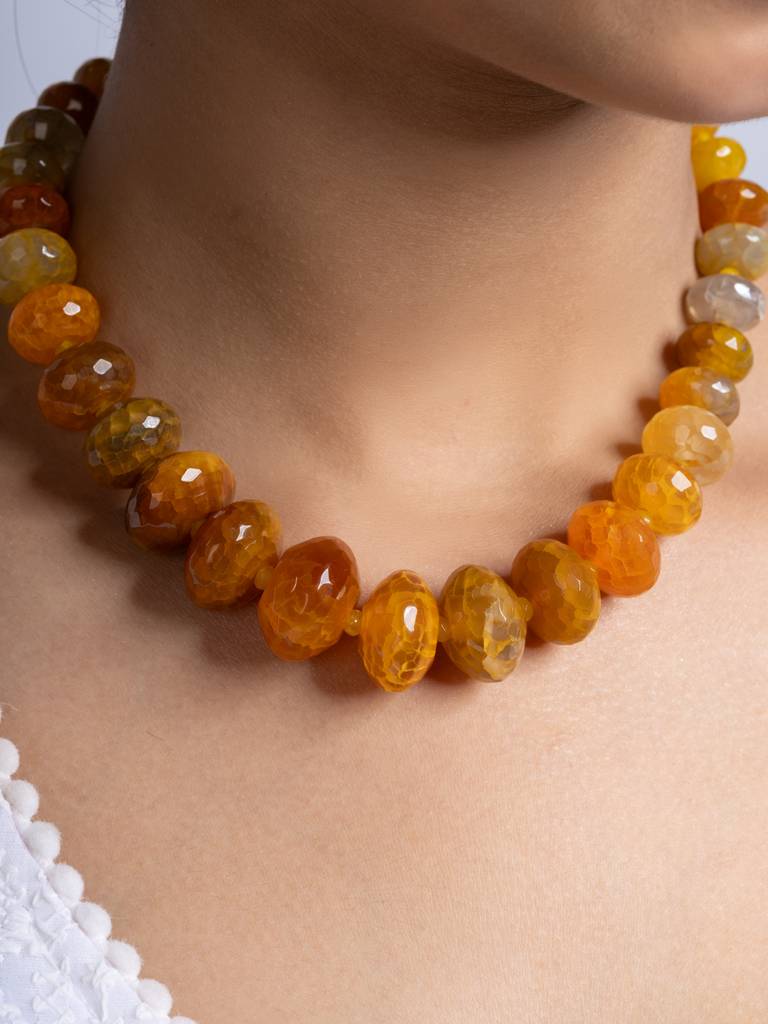 Semi Precious Orange Onyx Necklace Set : LAANP259