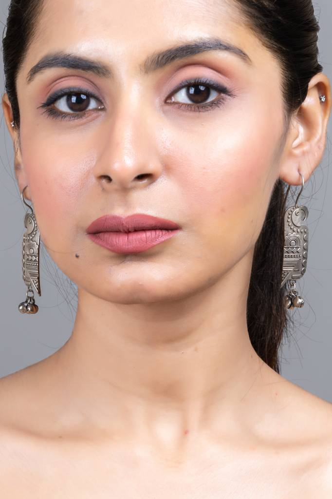 Oxidized Silver Parrot Bird Earrings - Unique Statement Design For Daily And Special Occasions : LAAER595