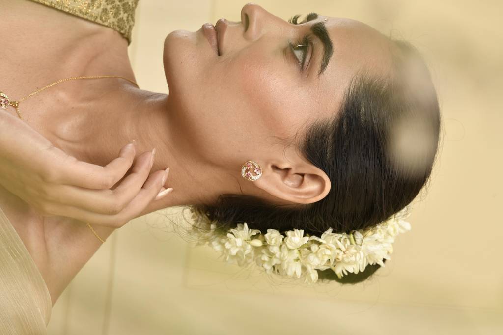 Lotus Bloom 925 Silver Stud Earrings In 22Kt Gold Plated : RV-L-7