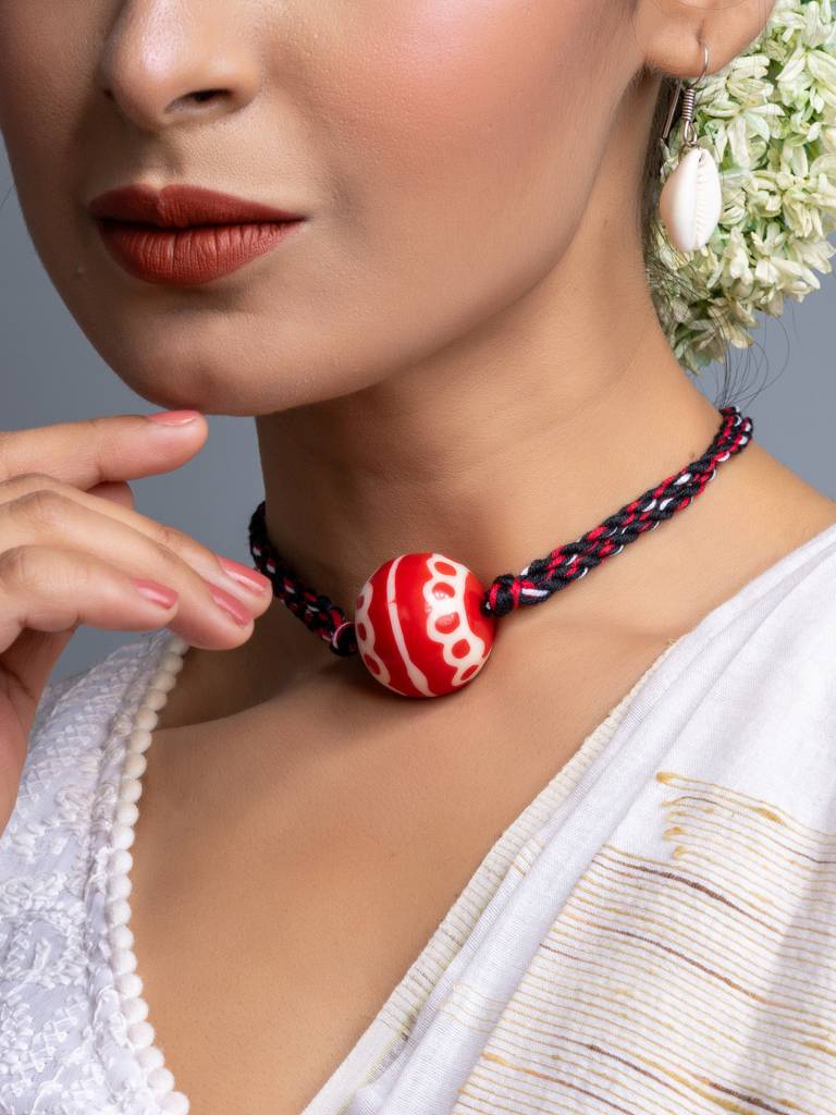 Focal Bead Choker Necklace Set : LAANP147