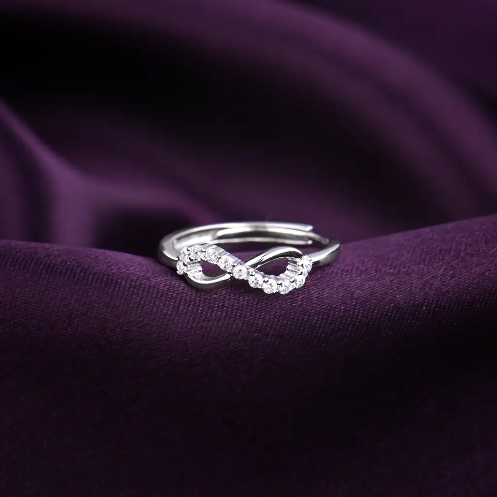 925 Sterling Silver Infinity Zircon Adjustable Ring