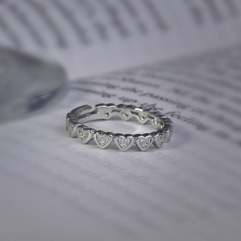 925 Sterling Silver Whisper Of Love Silver Adjustable Heart Ring : RJSPRG31