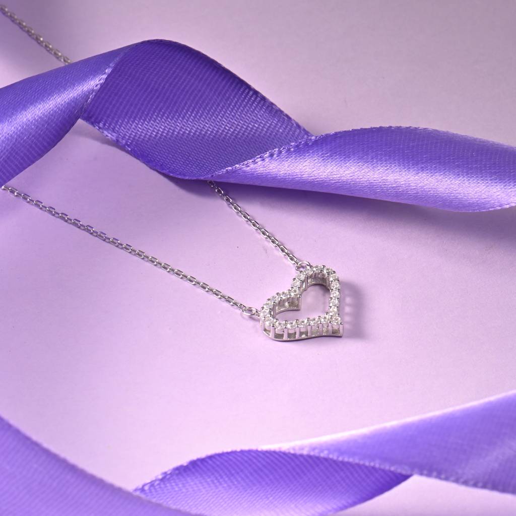 925 Sterling Silver Heart Affection Love Pendant With Link Chain : RJSPPN05