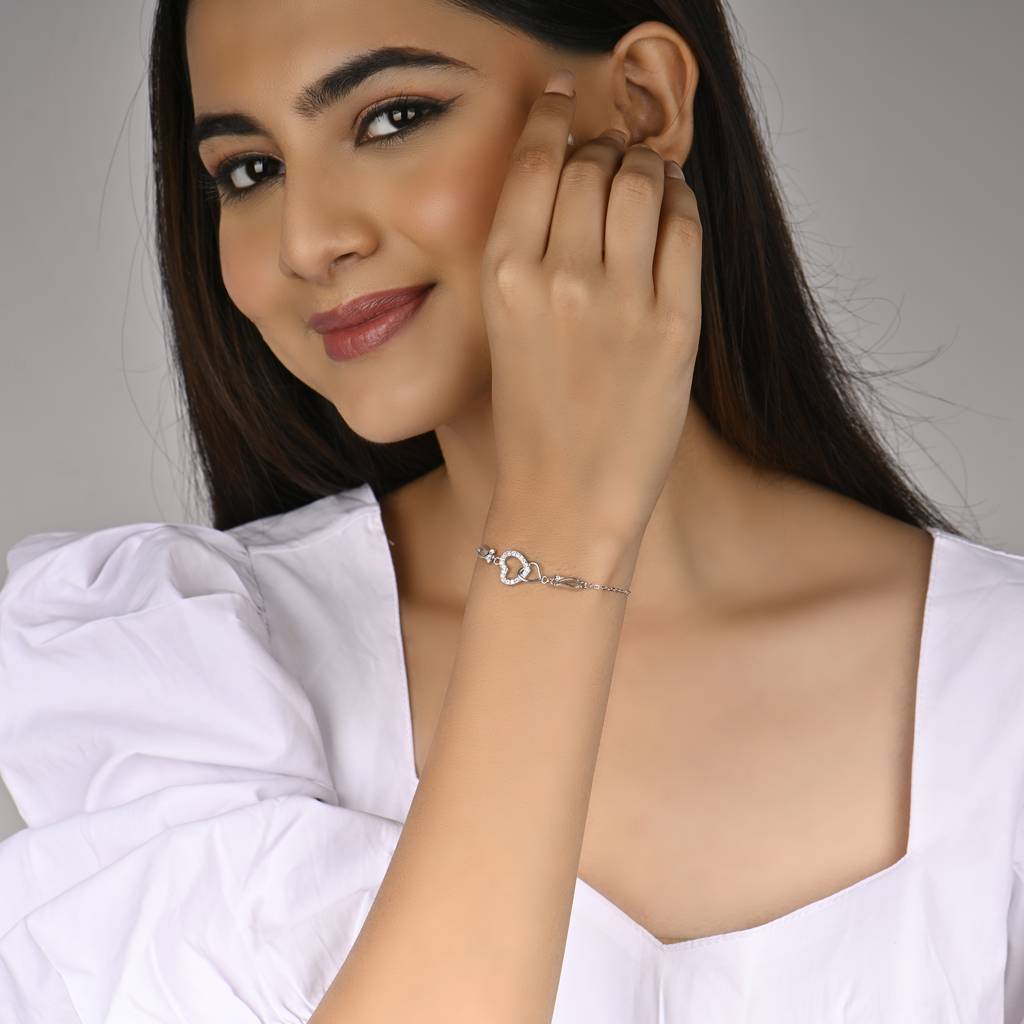 925 Sterling Silver Eternal Love Affair Silver Bracelet : RJSPBR08