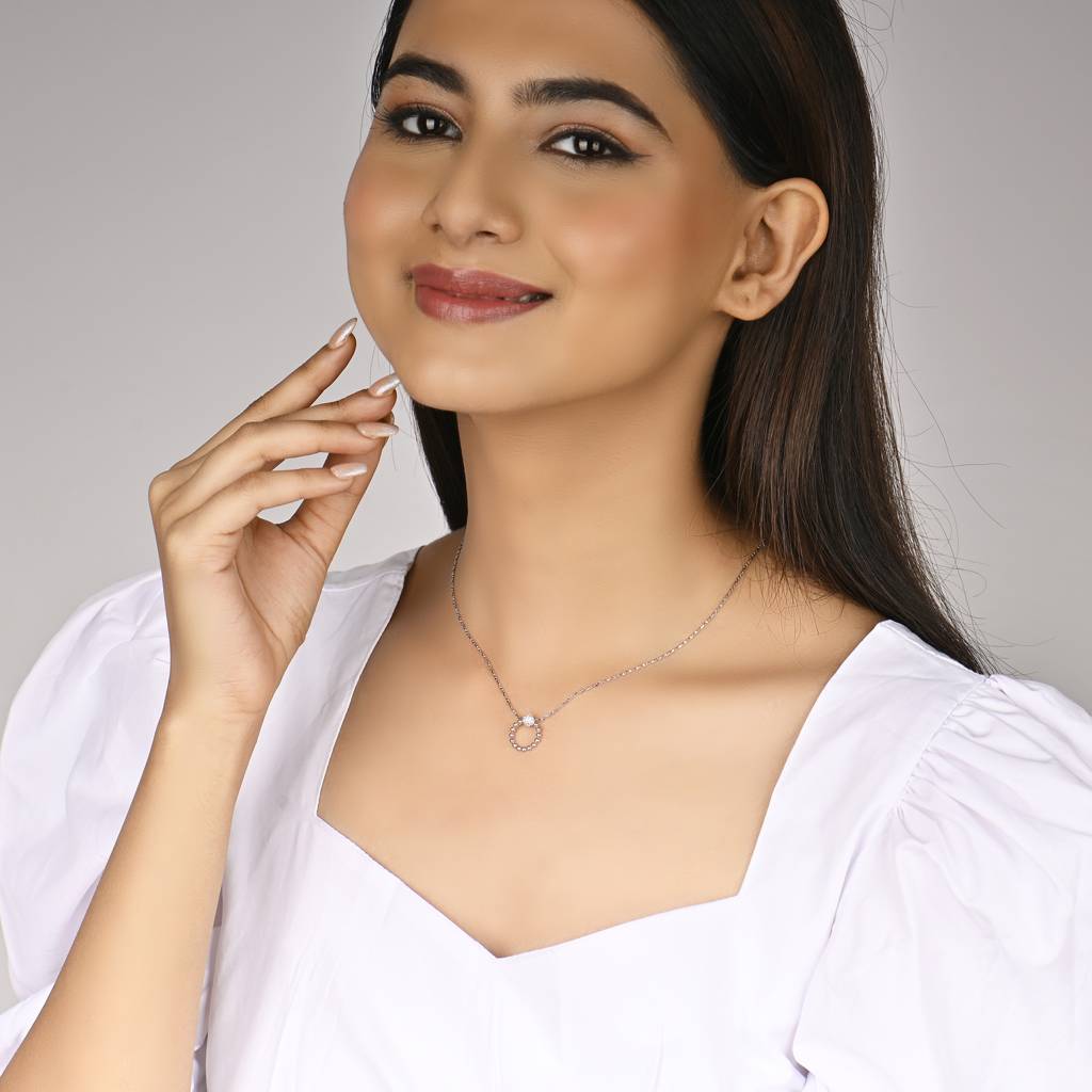 925 Sterling Silver Spherical Pendant With Chain : RJSPPN25