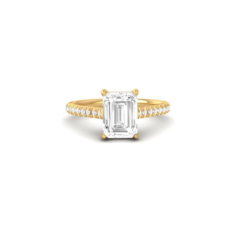 14K Gold Plated Emerald Cut Moissanite Engagement Ring : TGDR-616-R-6