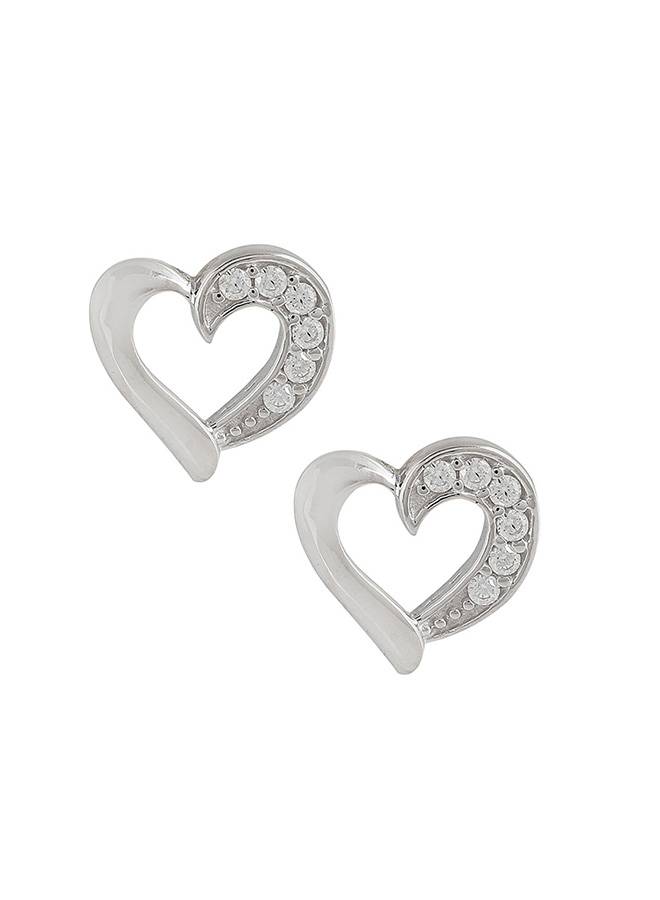 925 Sterling Silver Heart Shaped Earring : 8905124441383