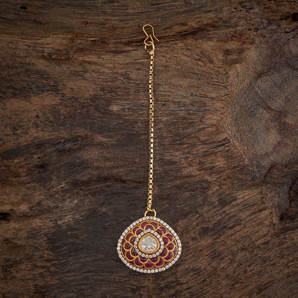 Ruby Plated Ethnic Kundan Maang Tikka-423836 : 423836