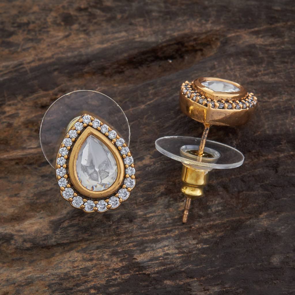 Kushal'S Fashion Jewellery White Victorian Plated Casual Wear Kundan Earring : 415231