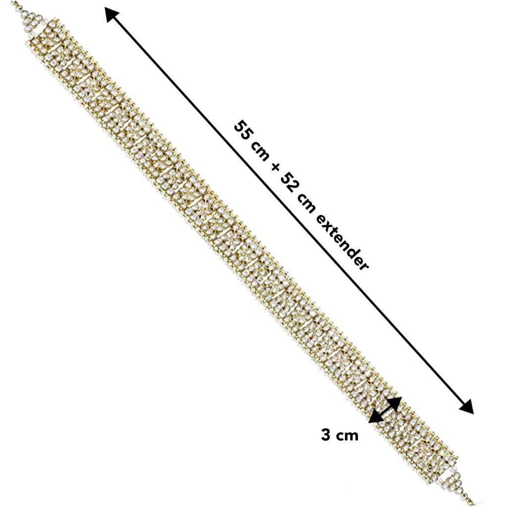 Traditional Jewellery Plated Kundan White Waist Belt Kamar Bandh Belly Chain Jewellery Ethnic Gift For Women Gi : PF37BCH7069W