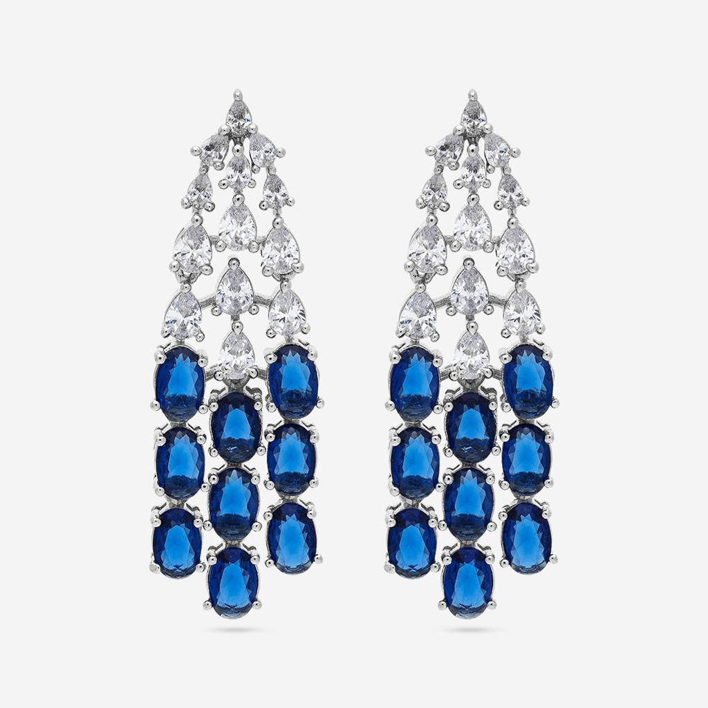 Sapphire Rhodium-Plated Party Zircon Drops - 447642 : 447642