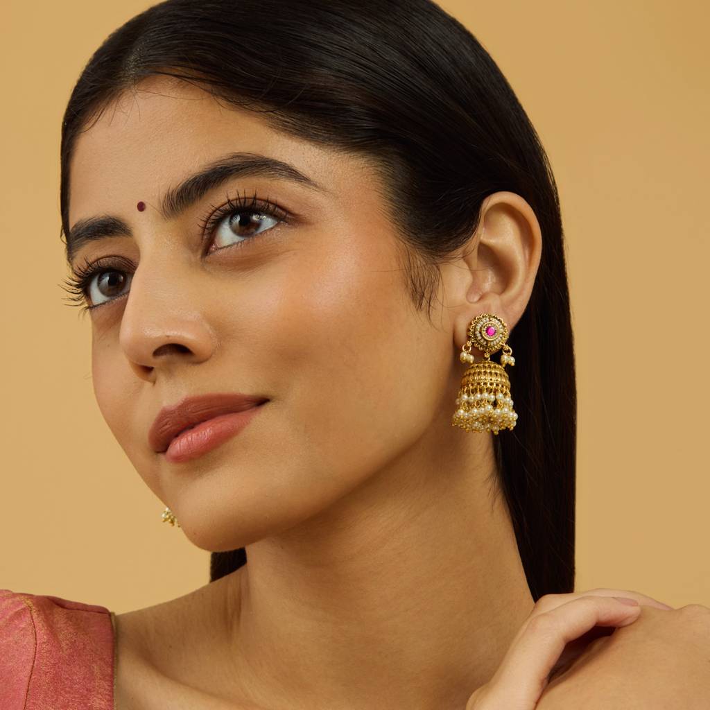 Kushal'S Fashion Jewellery Dome Shaped Jhumkas Earrings-176913 : 424202