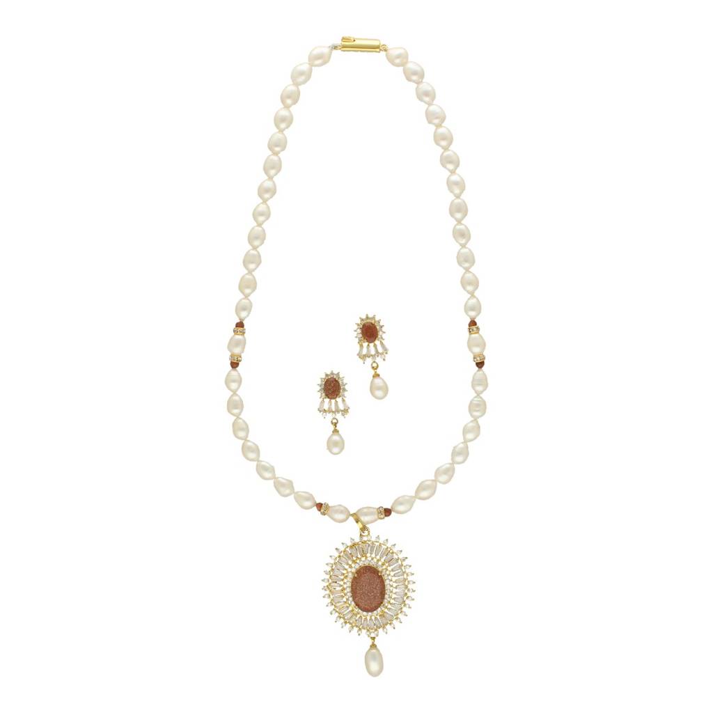 Opal Pearl Necklace Set : JPSEP-24-032