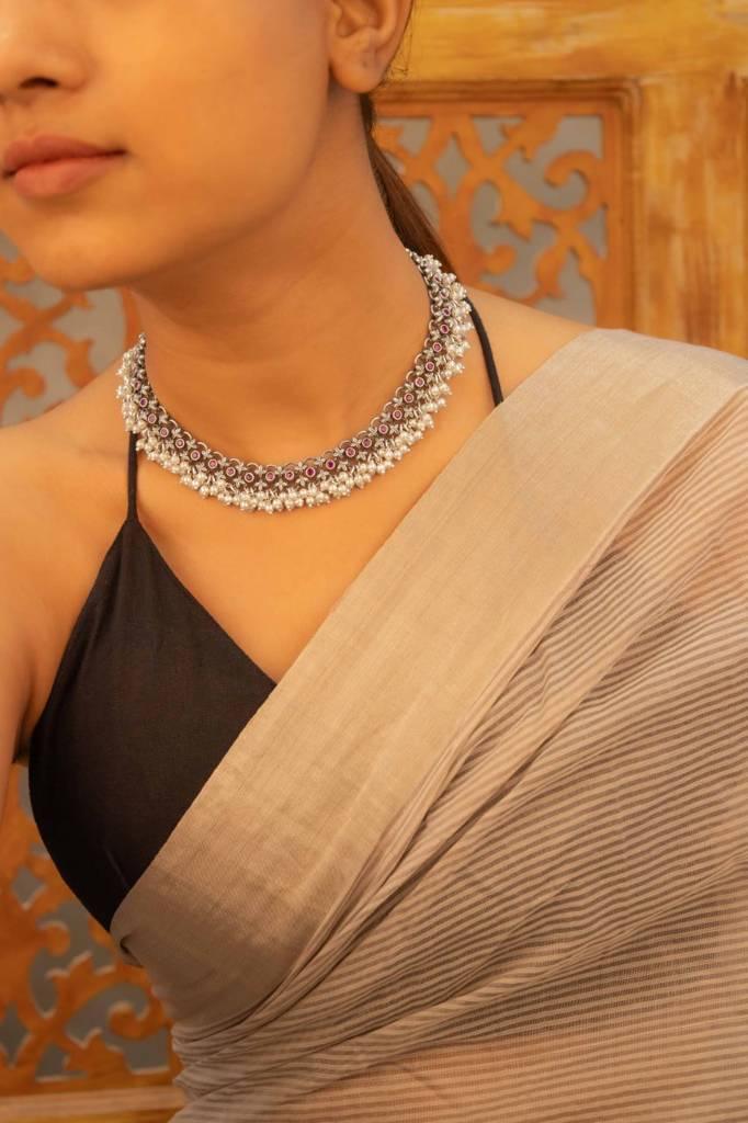 Tattva Raani Jadau Pearl Drop Classic Necklace : SR6008