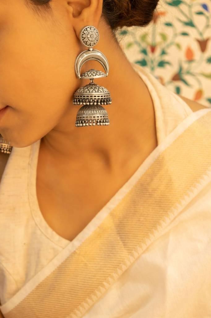 Tattva Embossed Motif Grand Statement Jhumka : SE504070