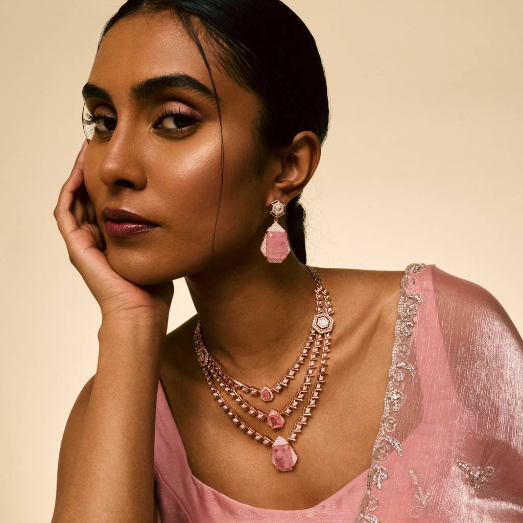 Rose Gold-Plated Party Zircon Jewellery Set - 454189 : 454189