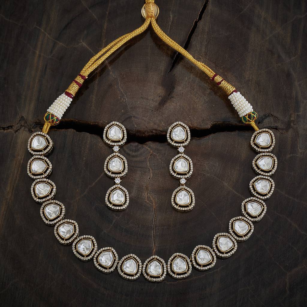 Kushal'S Fashion Jewellery White Victorian-Plated Ethnic Kundan Jewellery Set-173510 : 416562