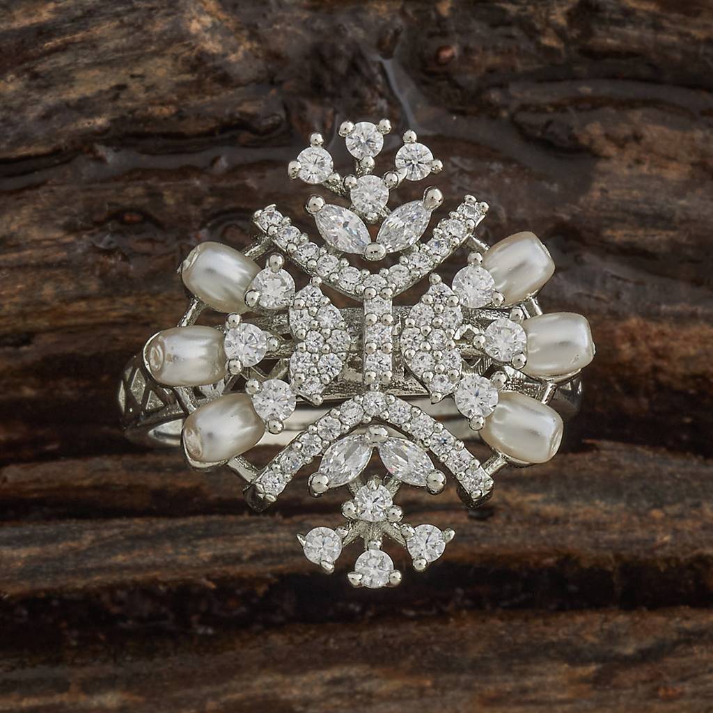 Kushal'S Fashion Jewellery White Rhodium-Plated Party Zircon