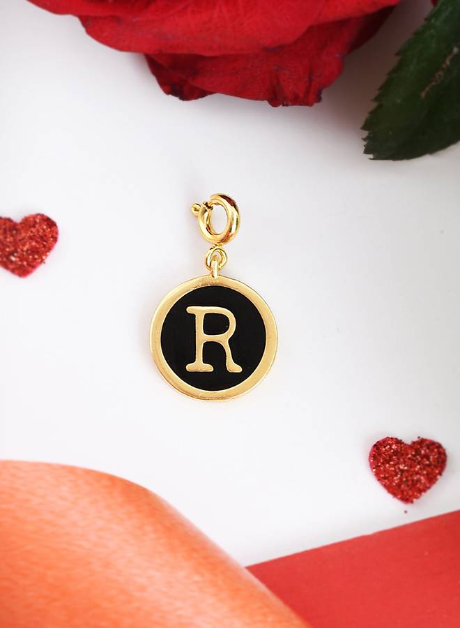 Valentine'S Day Collection Alphabet Black Enamel Charm : 8905124491722