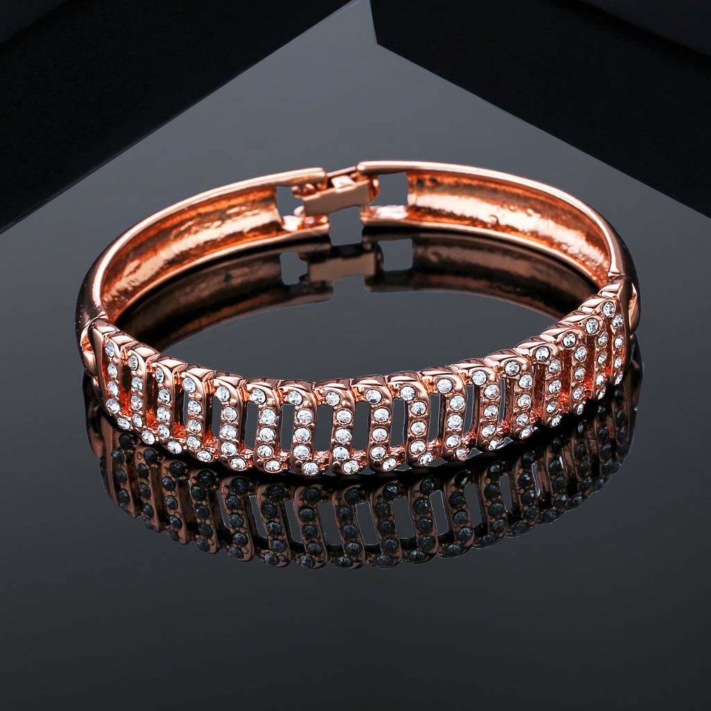 Estele Rosegold Plated Sparkling Bracelet With White Austrian Crystals For Girls And Women : 100944-RGBR